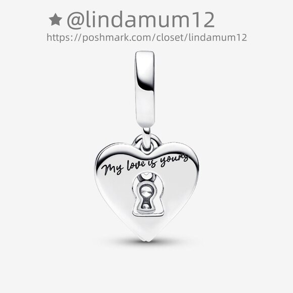 Pandora Red Heart & Keyhole Double Dangle Charm - Picture 3 of 5